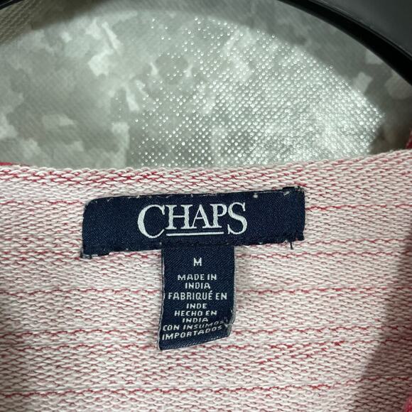 Chaps Red Striped Poncho Style Hoodie Pullover - Size Medium - Kangaroo Pocket - Picture 4 of 7